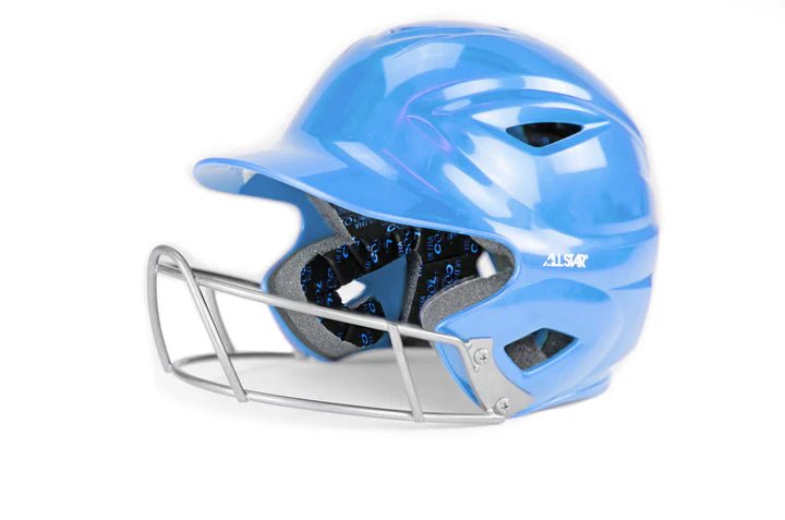 asa football helmets All Star ADULT S7 Fastpitch Batting Helmet with Faceguard, Sky Blue