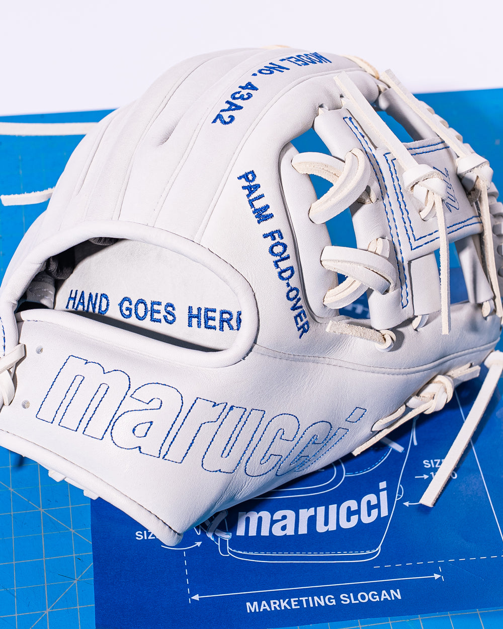 2026-marucci-nightshift-blueprint-baseball-glove-mfgntshft-0401-white-leather-blue-stitching-11-half-inch-infield-glove