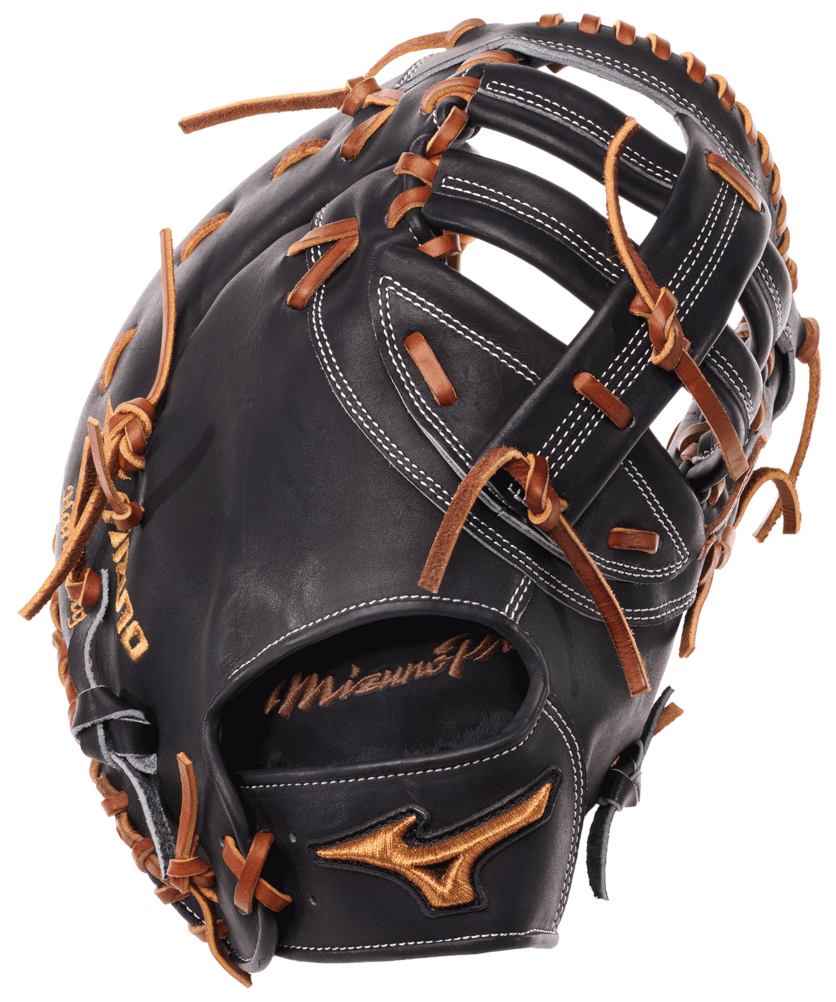 mizuno-gmp-3001j-black-tan-white-gold-first-base-mitt