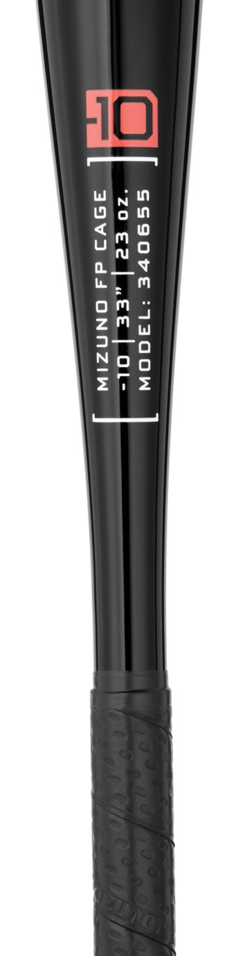 2025 Mizuno CRBN1 -10 Fastpitch Softball Cage Bat 340655 with one-piece composite construction, Anti-Shock technology, and Optimized End Cap for training and batting cage sessions.