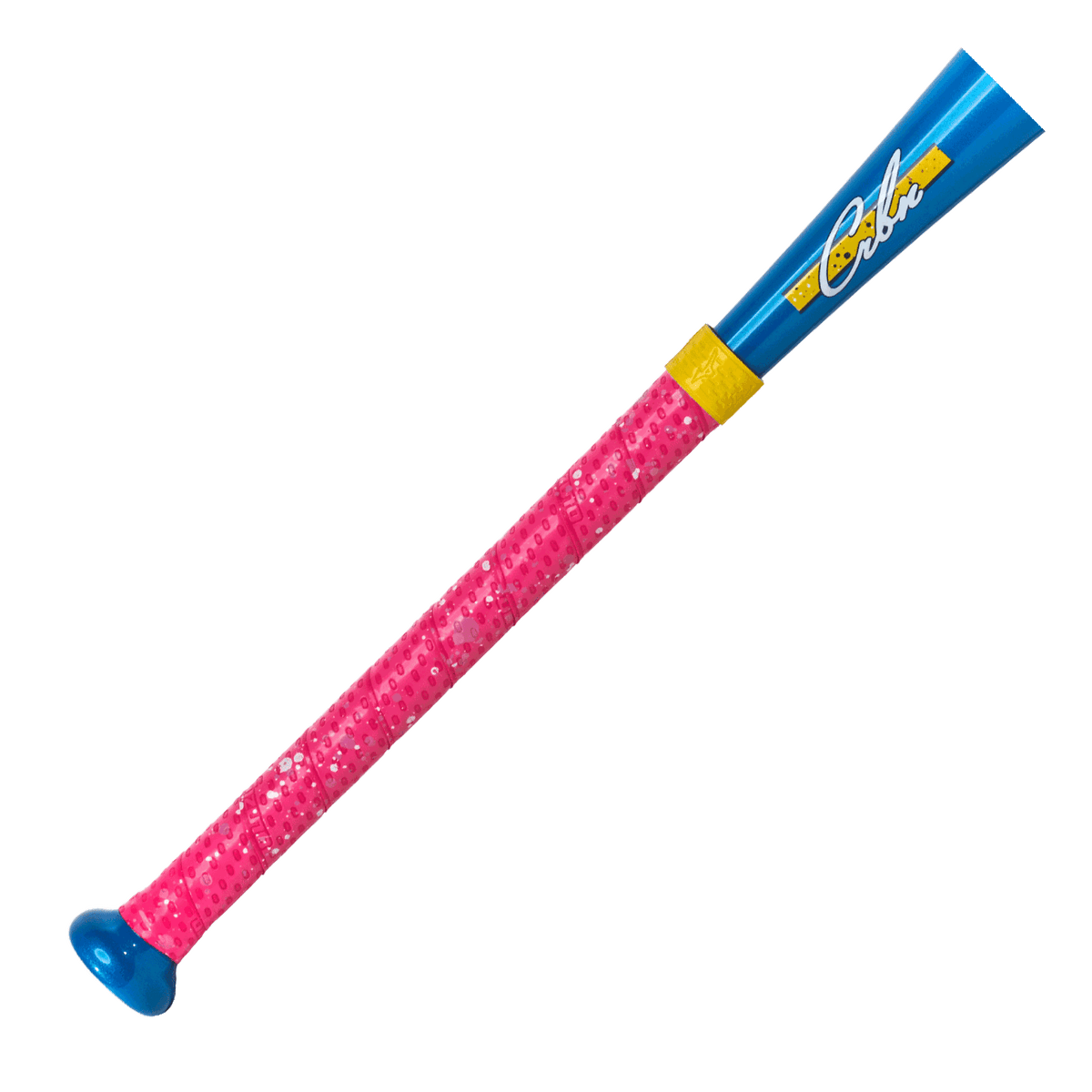 mizuno-b27-crbn-340718-blue-pink-yellow-usssa-baseball-bat-handle-grip-and-knob-close-up