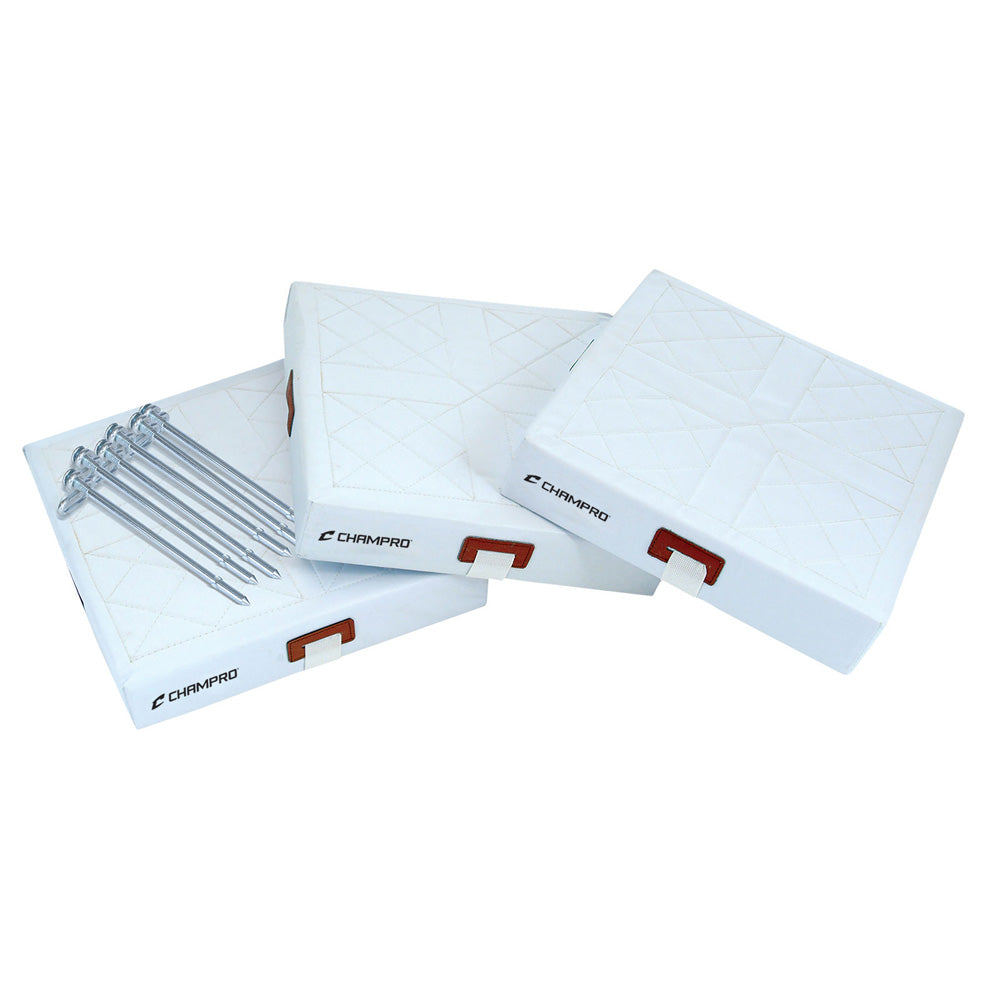 Champro-PVC-Quilted-Base-Set-B010-15-Inch-Baseball-Softball-Three-Pack-White-Front-View
