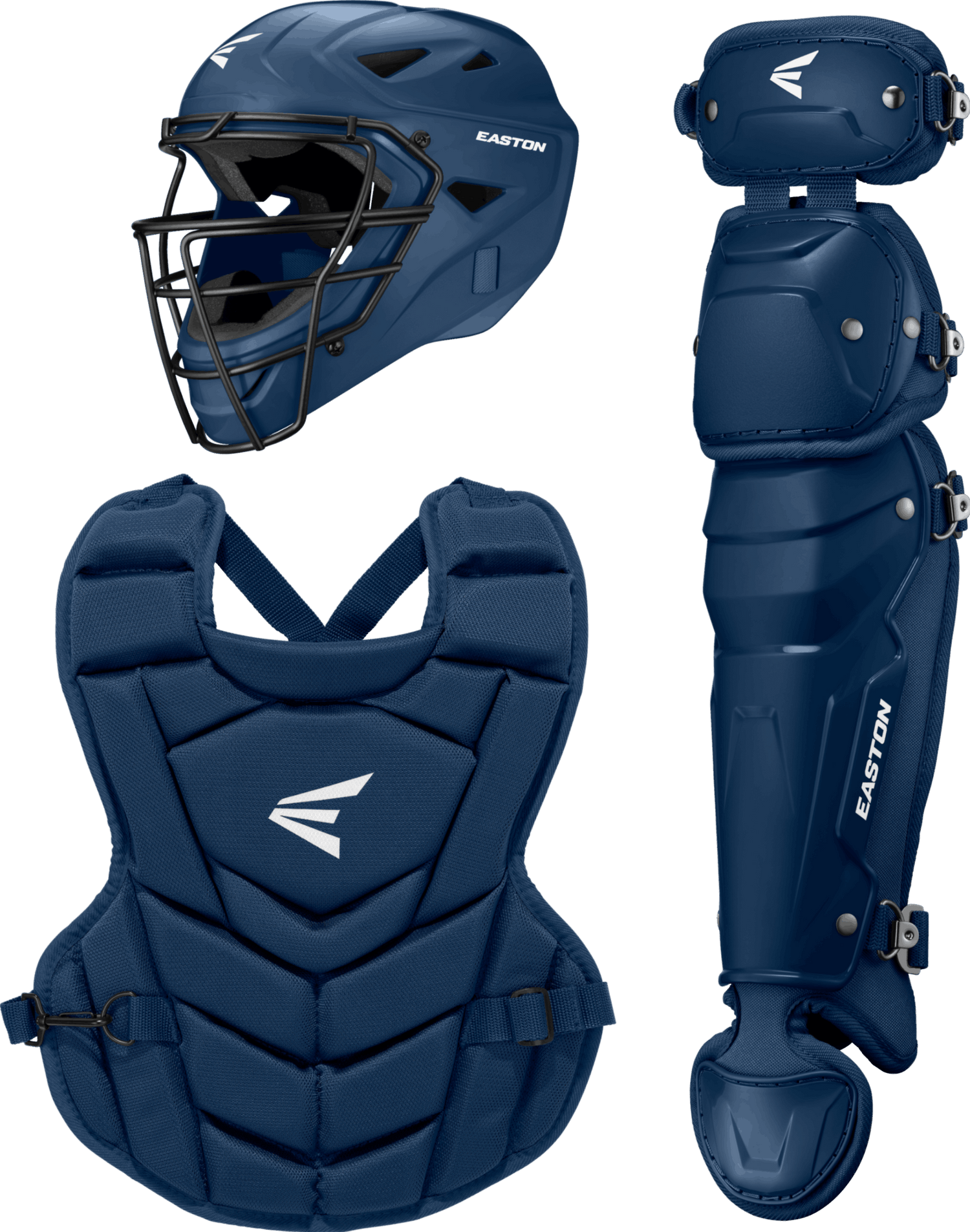 Easton-Black-Magic-3.0-BKMG3KITY-Medium-Youth-Catchers-Set-Helmet-Chest-Protector-Leg-Guards-Navy-Front-View