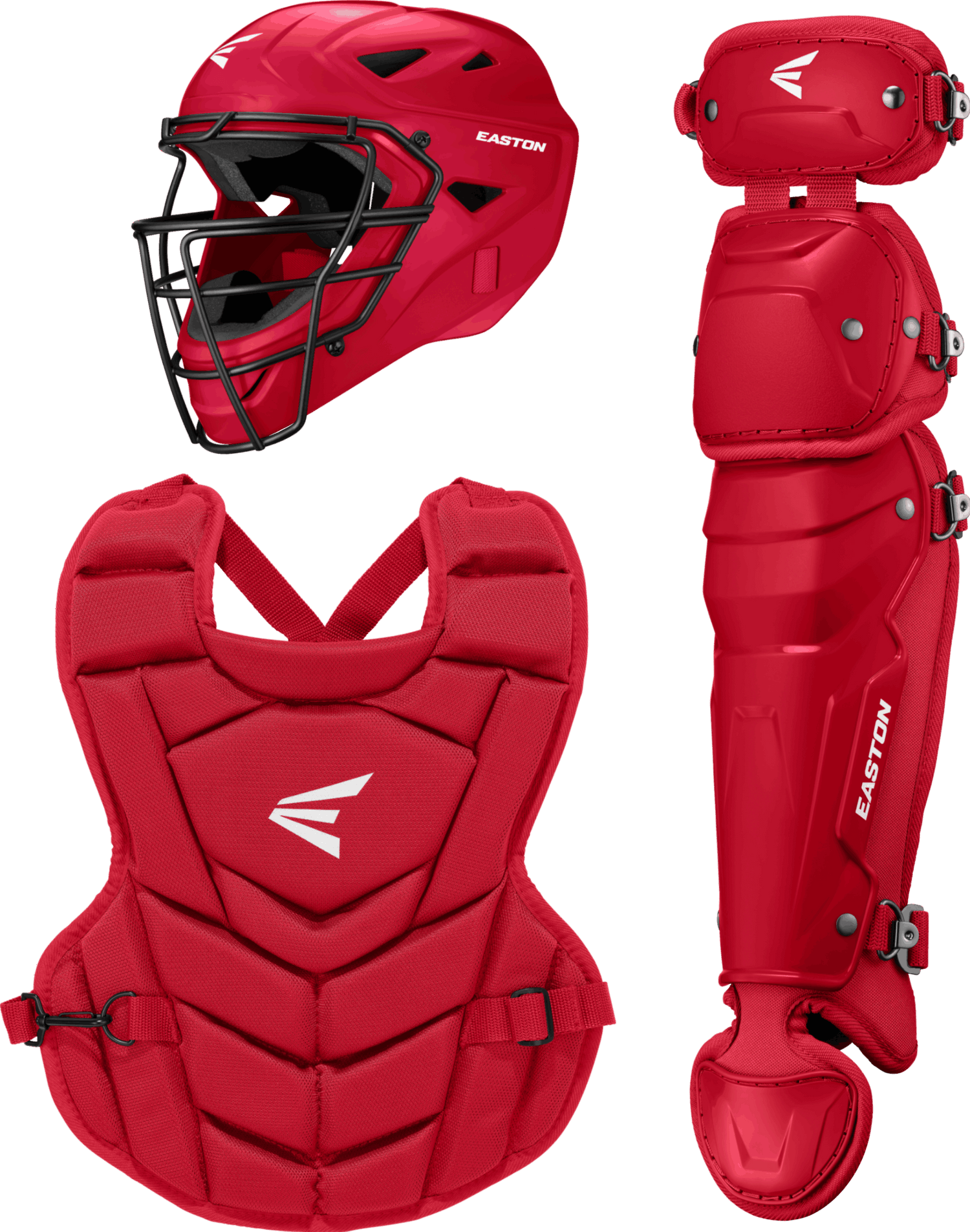 Easton-Black-Magic-3.0-BKMG3KITY-Medium-Youth-Catchers-Set-Helmet-Chest-Protector-Leg-Guards-Red-Front-View