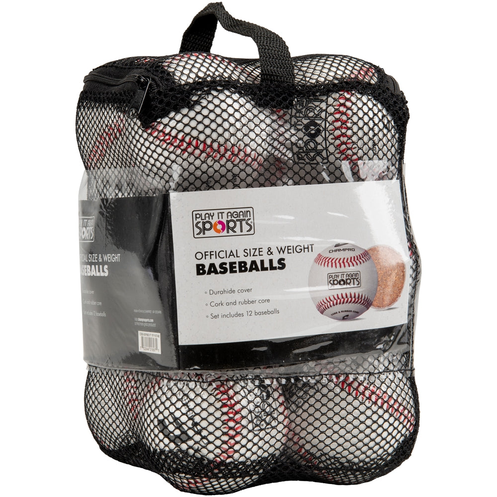 Champro-Play-It-Again-Sports-CBB-90PMB-Official-League-Baseball-12-Pack-Mesh-Bag-Front-View