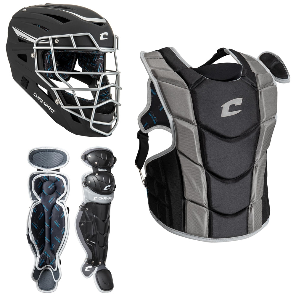 Champro-Optimus-Pro-Fastpitch-Varsity-Catchers-Kit-CBSF11-Ages-12-Plus-Black-Front-View