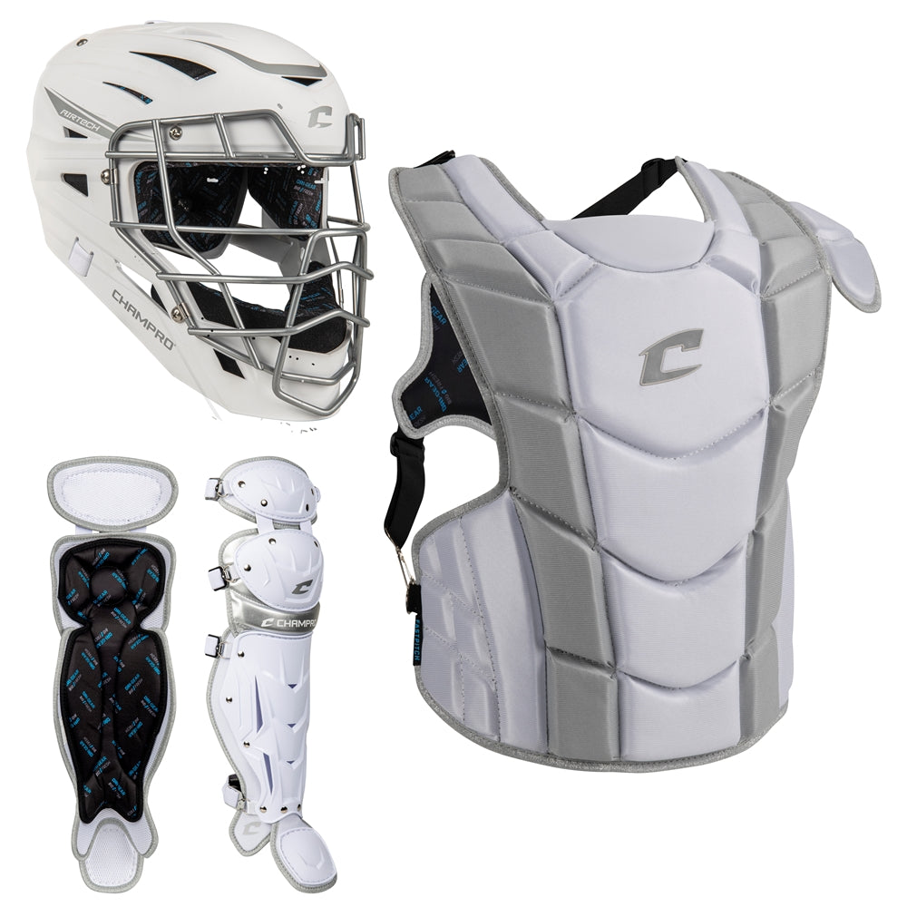 Champro-Optimus-Pro-Fastpitch-Varsity-Catchers-Kit-CBSF11-Ages-12-Plus-White-Front-View