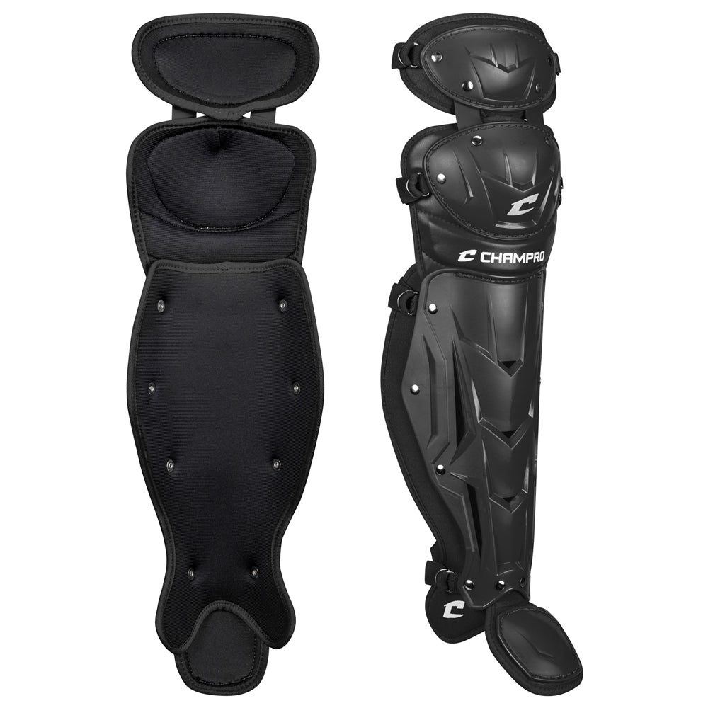 Champro-Optimus-MVP-Double-Knee-Intermediate-Leg-Guard-CG104-Black-Pair-Front-View