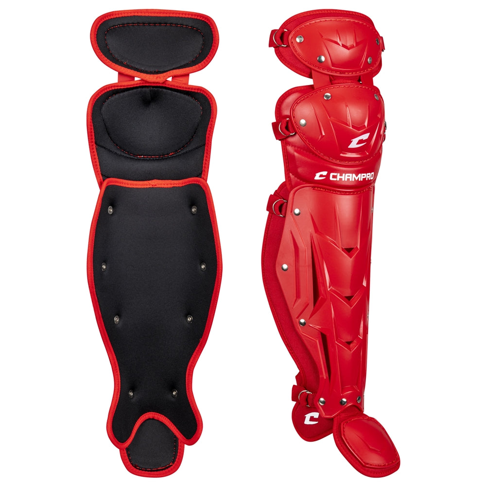 Champro-Optimus-MVP-Double-Knee-Junior-Leg-Guard-CG111-Scarlet-Pair-Front-View