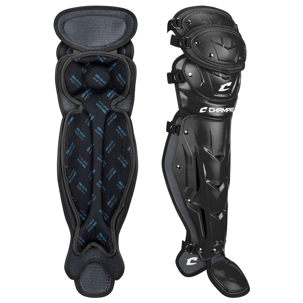 Champro-Optimus-Pro-Intermediate-Leg-Guard-CG184-Black-Pair-Front-View