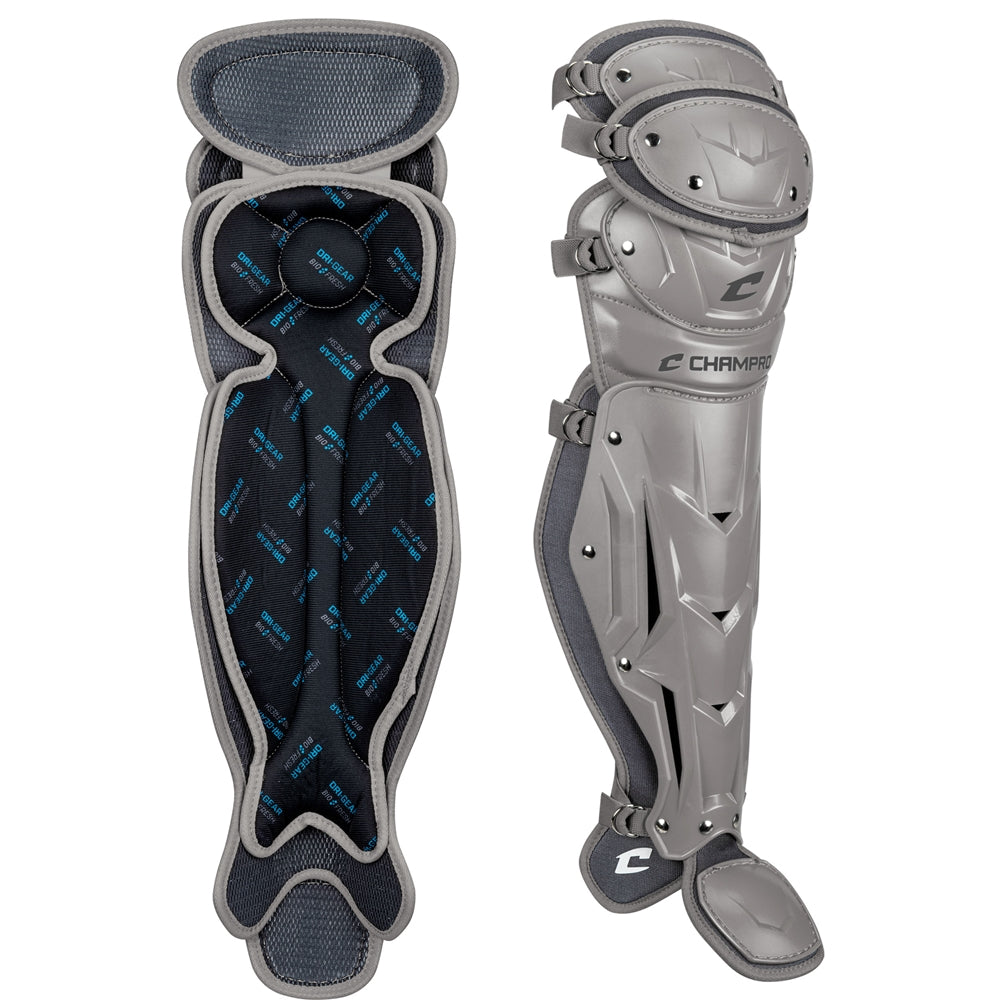 Champro-Optimus-Pro-Adult-Leg-Guard-CG181-Grey-Pair-Front-View