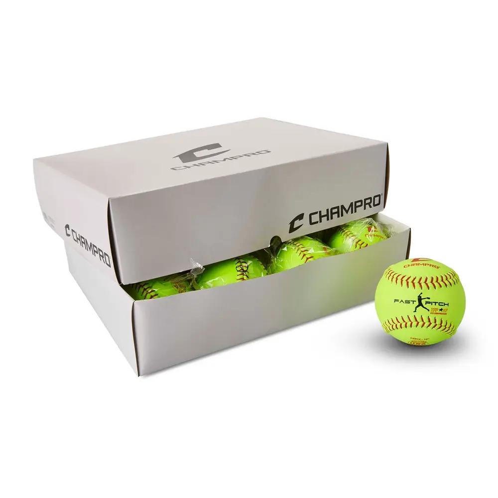 Champro-ASA-USA-12-Inch-Fastpitch-Softball-CSB12-Optic-Yellow-Leather-Front-View