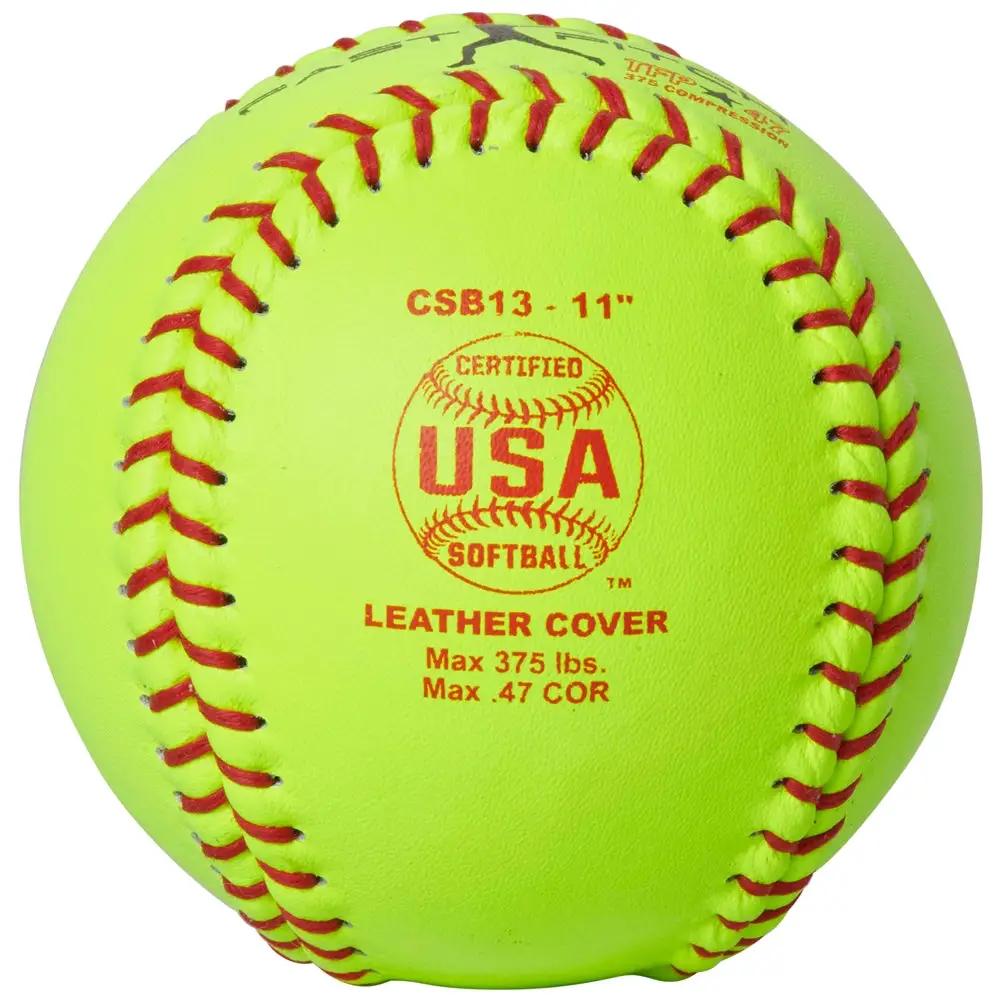 Champro-ASA-USA-11-Inch-Fastpitch-Softball-CSB13-Optic-Yellow-Leather-Front-View