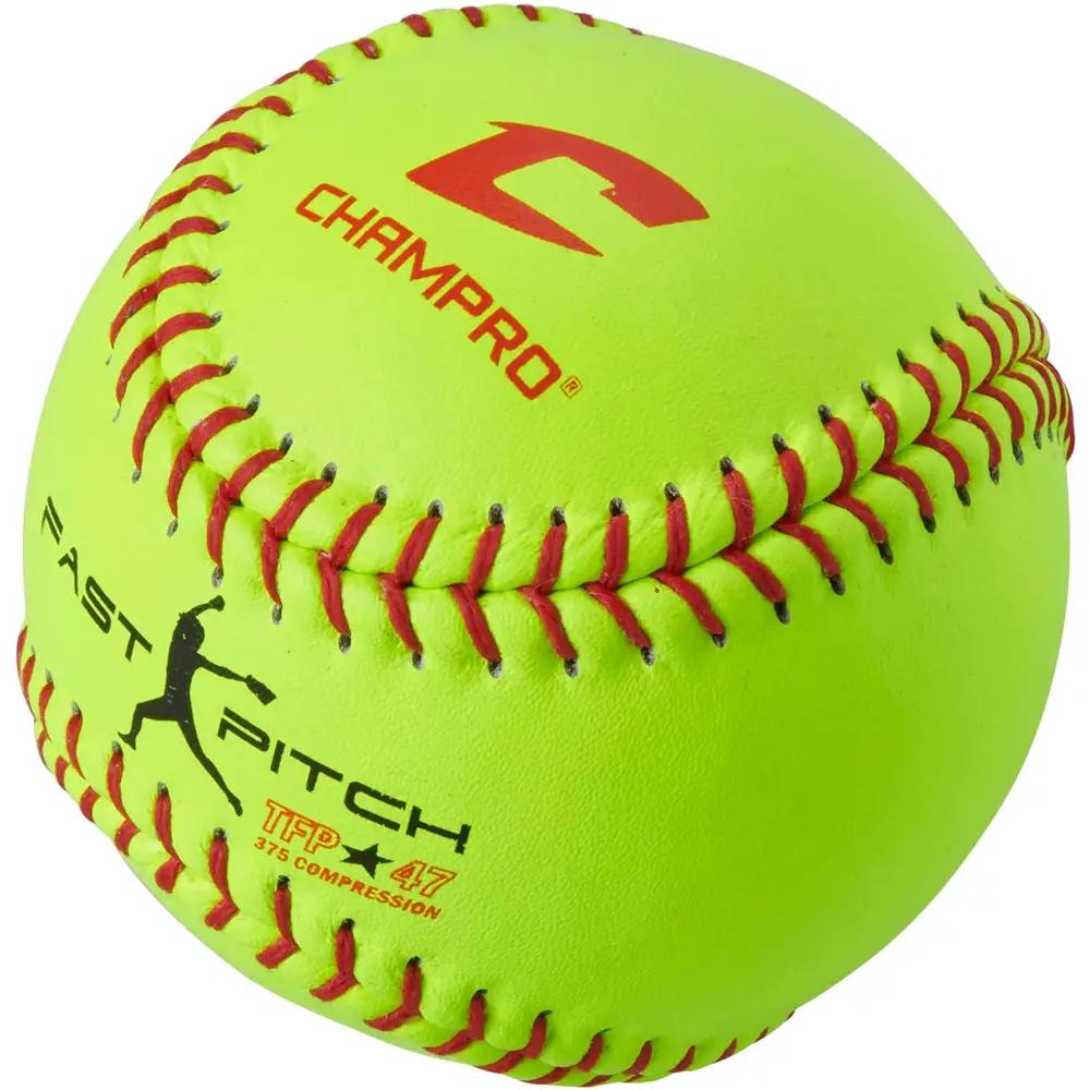 Champro-ASA-USA-11-Inch-Fastpitch-Softball-CSB13-Optic-Yellow-Leather-Front-View