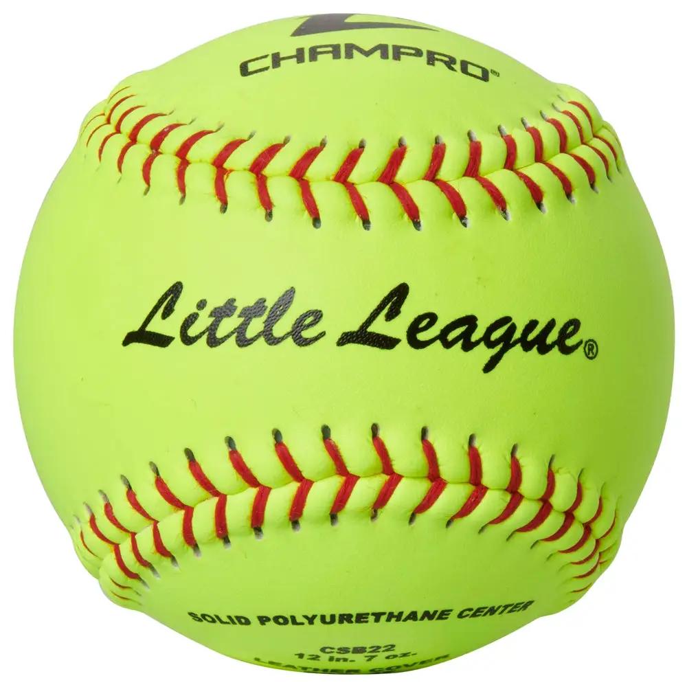 Champro-Little-League-12-Inch-Fastpitch-Softball-CSB22-Optic-Yellow-Leather-Front-View
