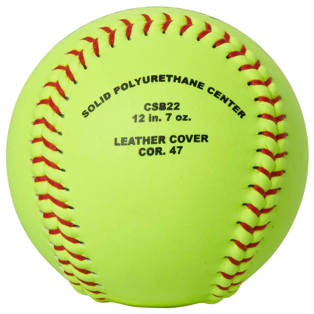 Champro-Little-League-12-Inch-Fastpitch-Softball-CSB22-Optic-Yellow-Leather-Front-View