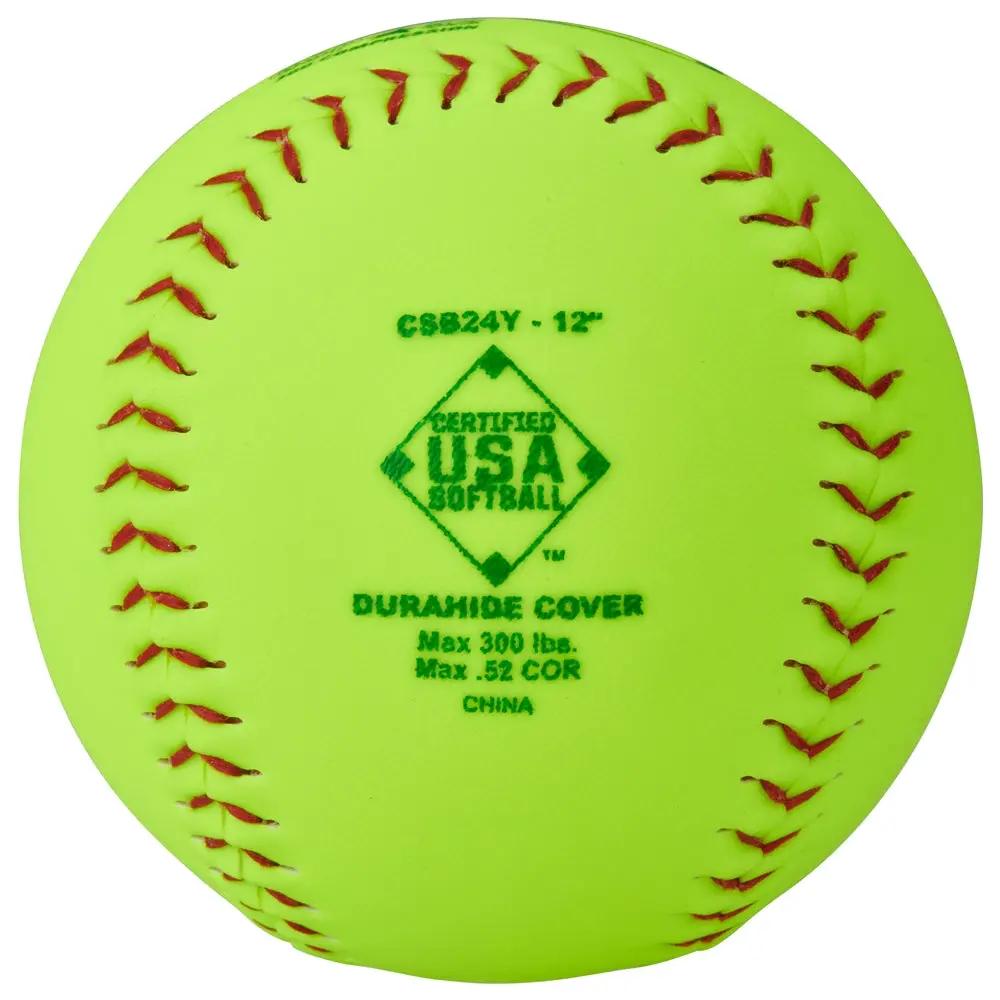 Champro-GSP-52-ASA-12-Inch-Slowpitch-Softball-CSB24Y-Optic-Yellow-Durahide-Front-View