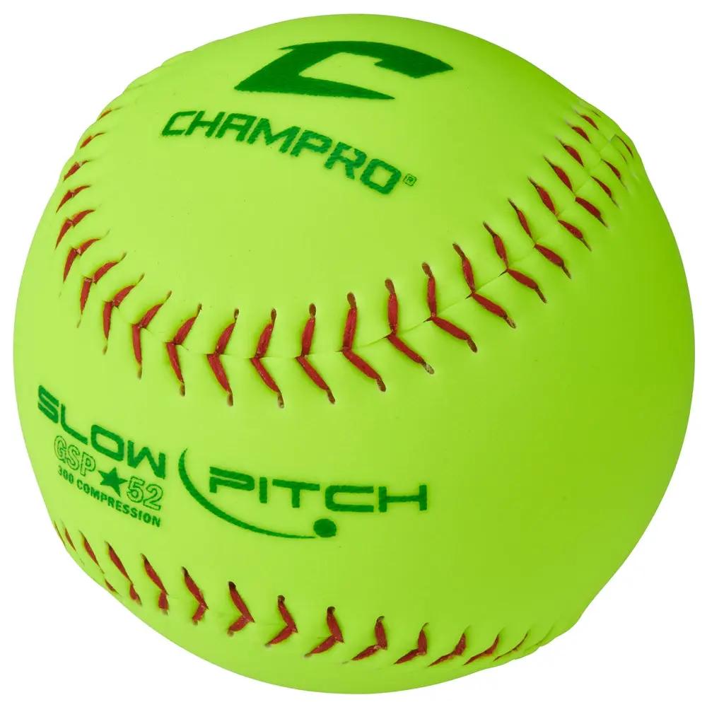 Champro-GSP-52-ASA-12-Inch-Slowpitch-Softball-CSB24Y-Optic-Yellow-Durahide-Front-View