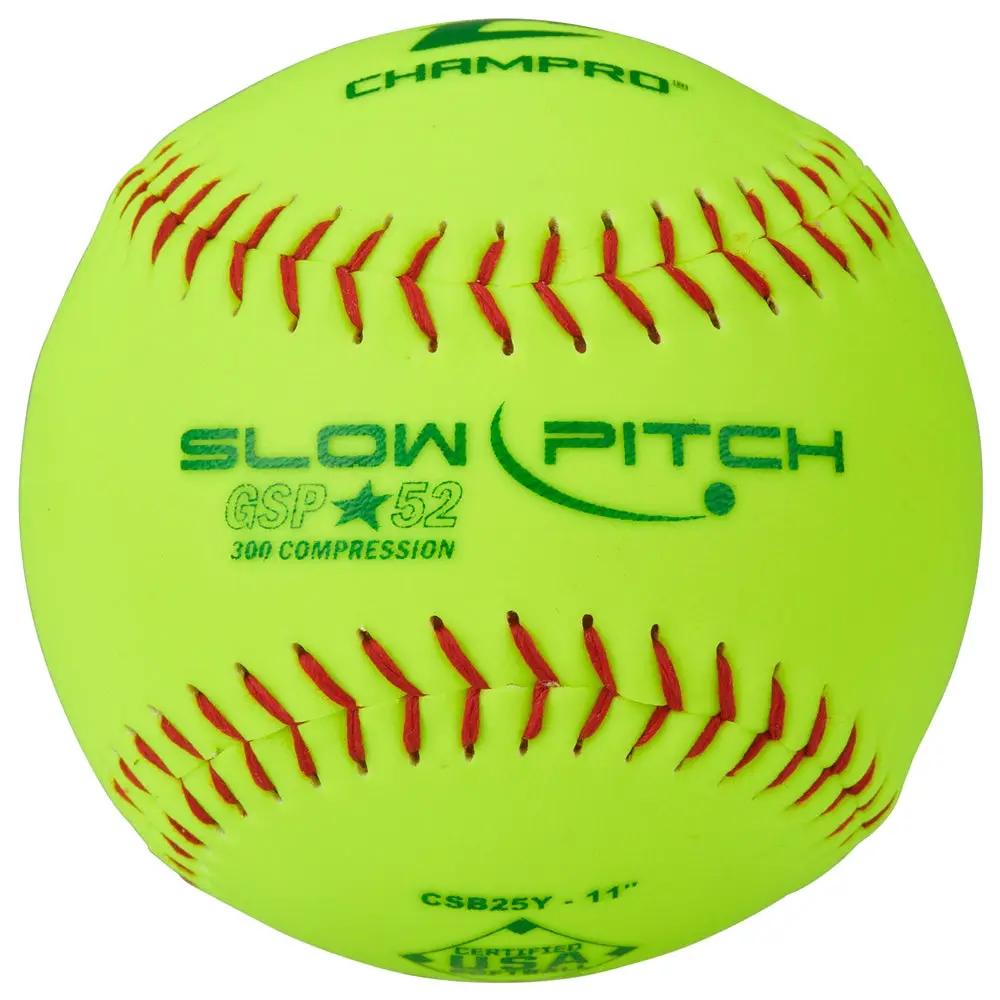 Champro-GSP-52-ASA-11-Inch-Slowpitch-Softball-CSB25Y-Optic-Yellow-Durahide-Front-View