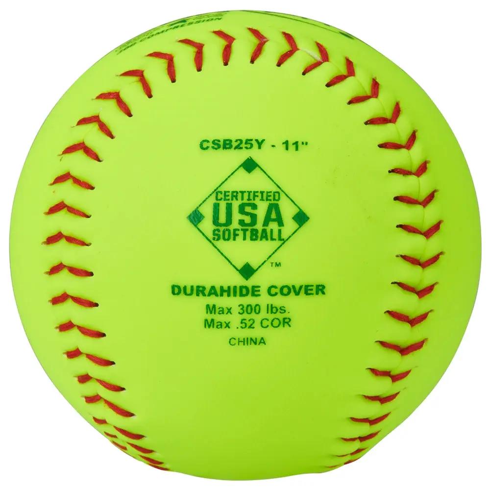 Champro-GSP-52-ASA-11-Inch-Slowpitch-Softball-CSB25Y-Optic-Yellow-Durahide-Front-View