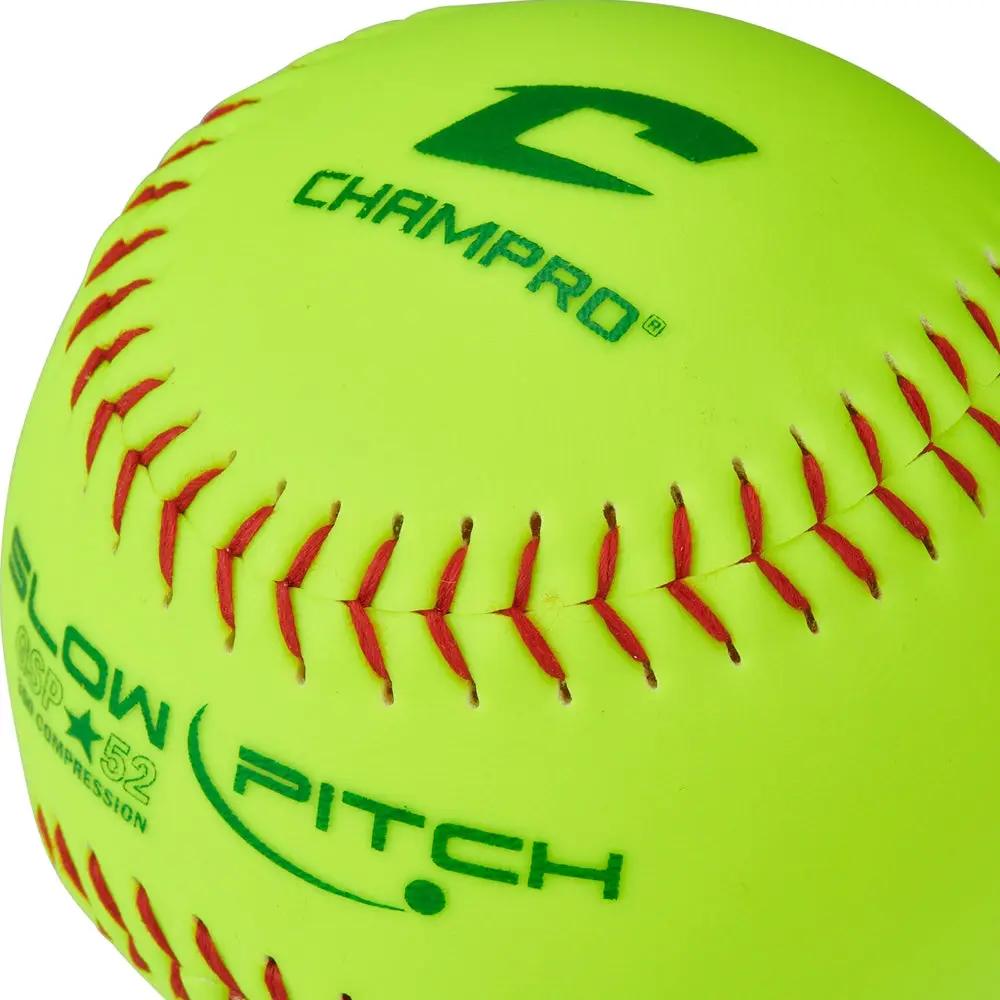 Champro-GSP-52-ASA-11-Inch-Slowpitch-Softball-CSB25Y-Optic-Yellow-Durahide-Front-View
