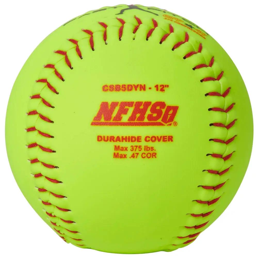 Champro-GFP-47-NFHS-12-Inch-Durahide-Fastpitch-Softball-CSB5DYN-Optic-Yellow-Front-View