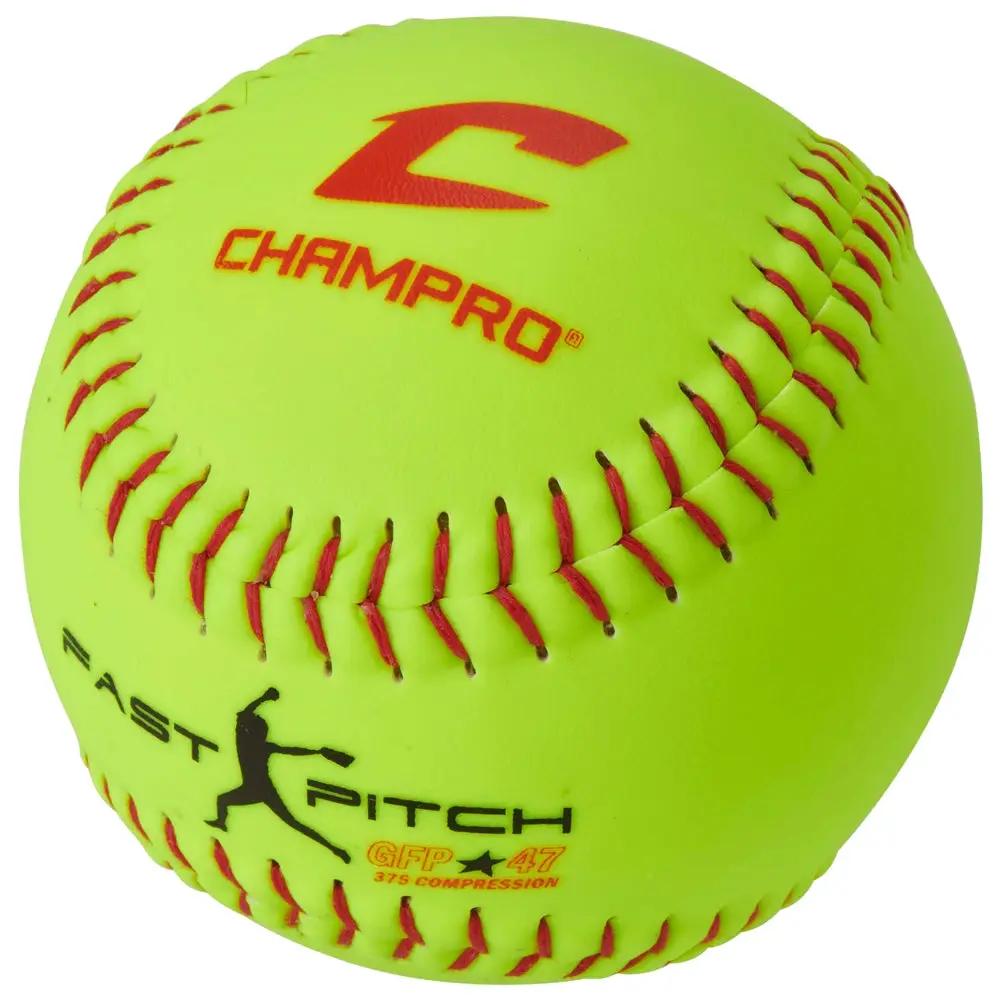 Champro-GFP-47-NFHS-12-Inch-Durahide-Fastpitch-Softball-CSB5DYN-Optic-Yellow-Front-View