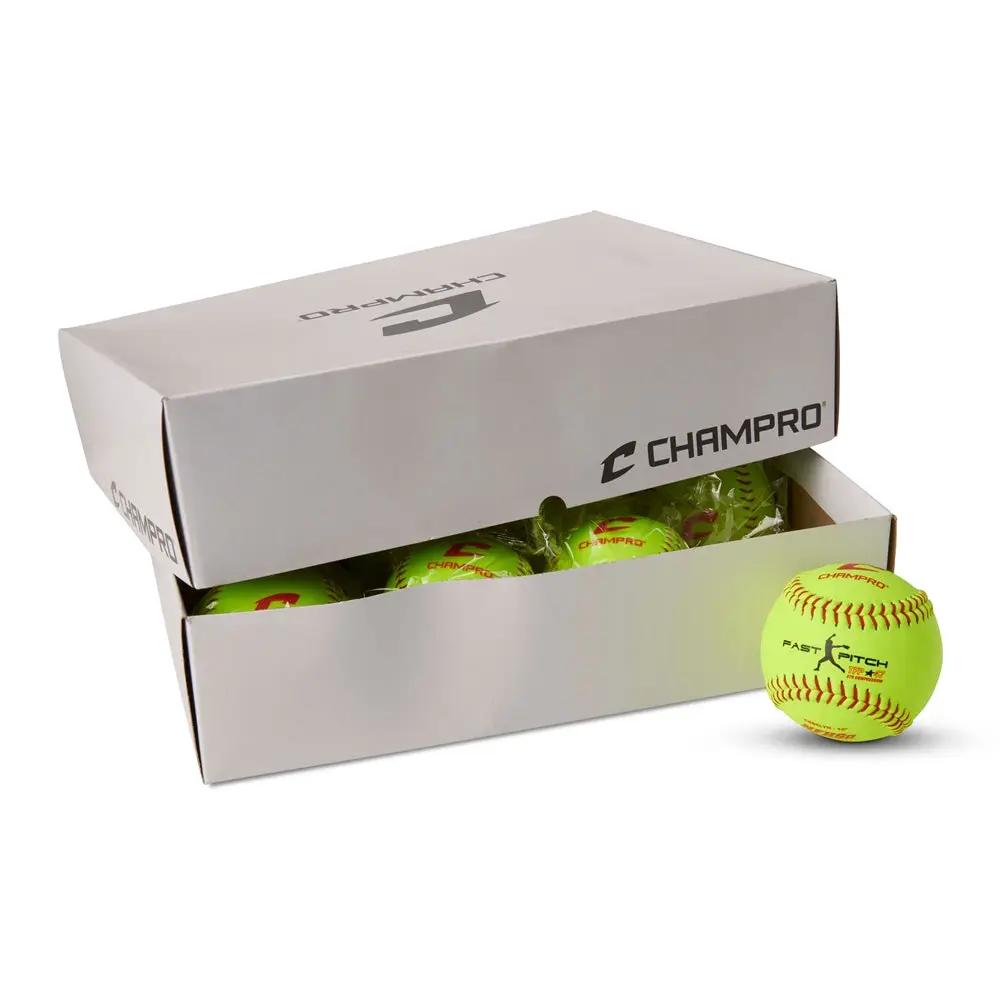 Champro-NFHS-12-Inch-Fastpitch-Softball-CSB5LYN-Optic-Yellow-Leather-High-School-Front-View