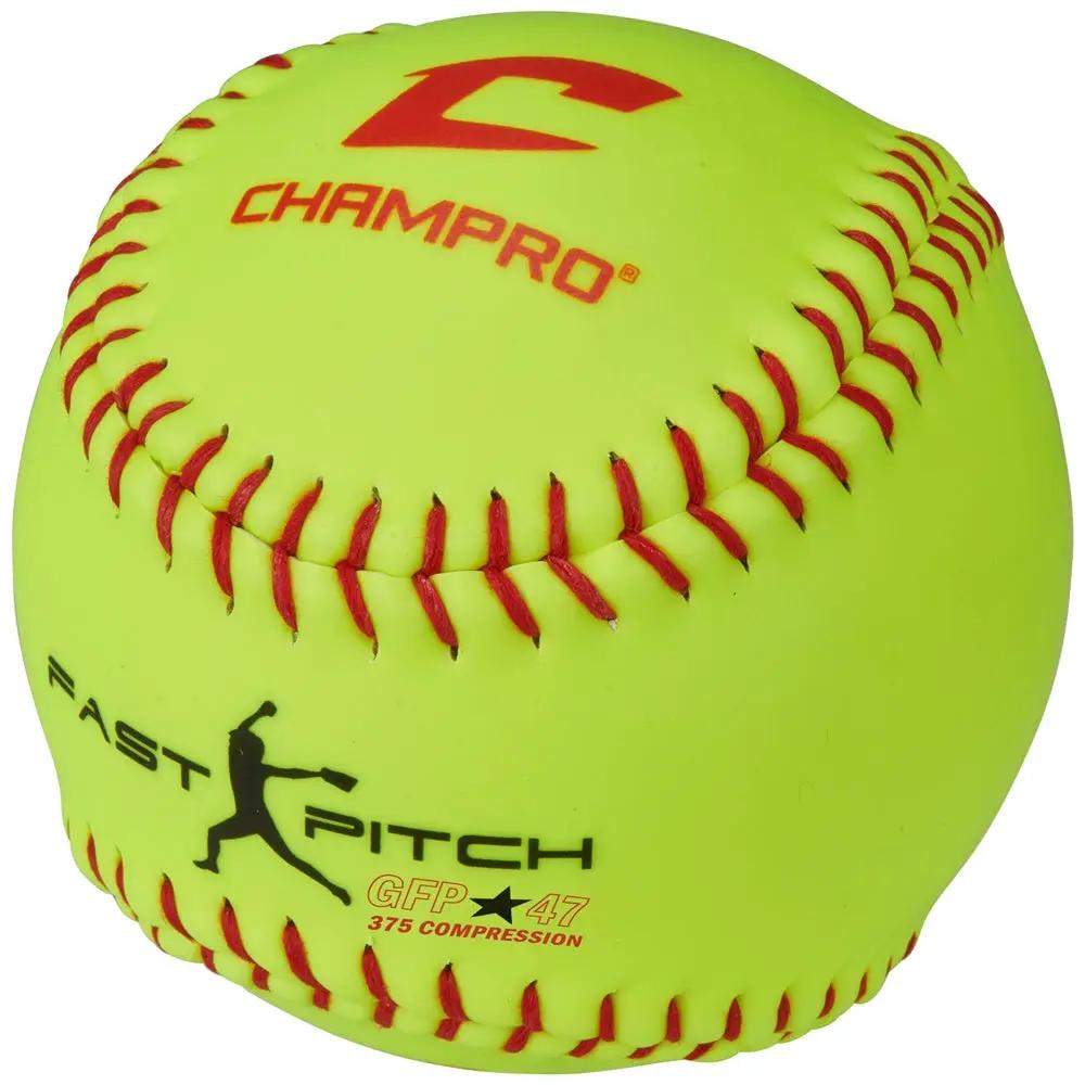 Champro-12-Inch-Durahide-Fastpitch-Practice-Softball-CSB65-Optic-Yellow-Front-View