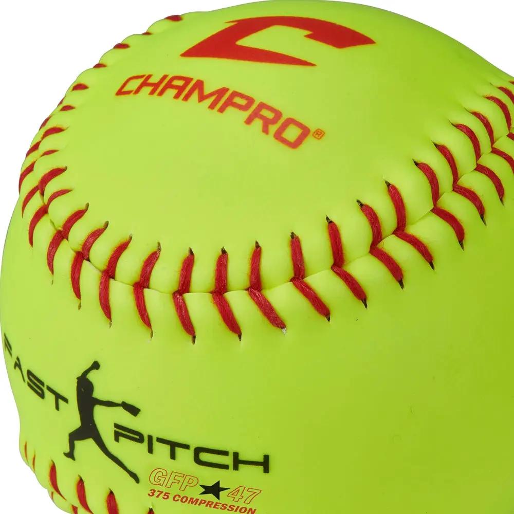 Champro-12-Inch-Durahide-Fastpitch-Practice-Softball-CSB65-Optic-Yellow-Front-View
