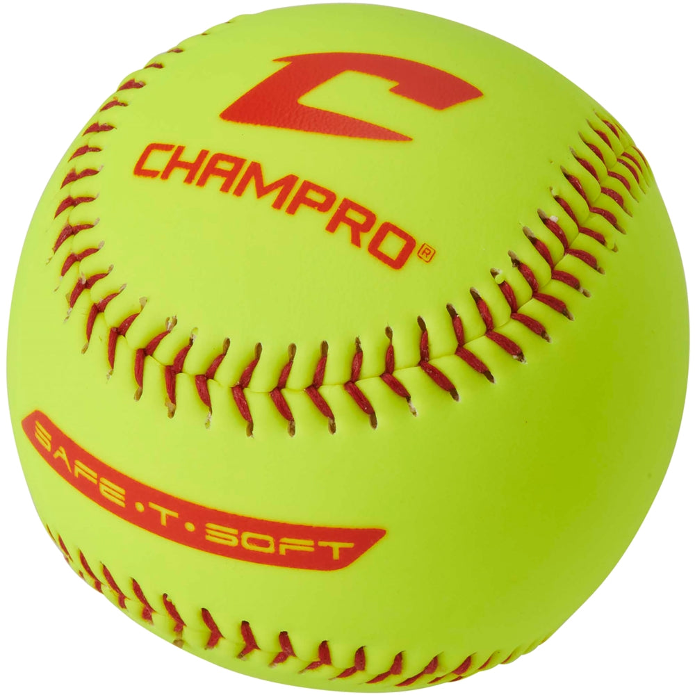 Champro-10-Inch-Safe-T-Soft-CSB67-RIF-1-Optic-Yellow-T-Ball-Training-Softball-Front-View