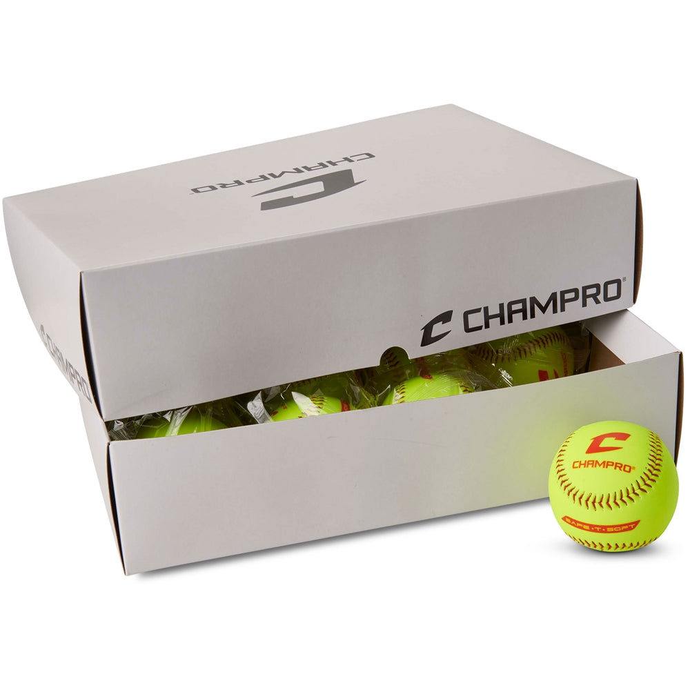 Champro-10-Inch-Safe-T-Soft-CSB67-RIF-1-Optic-Yellow-T-Ball-Training-Softball-Front-View