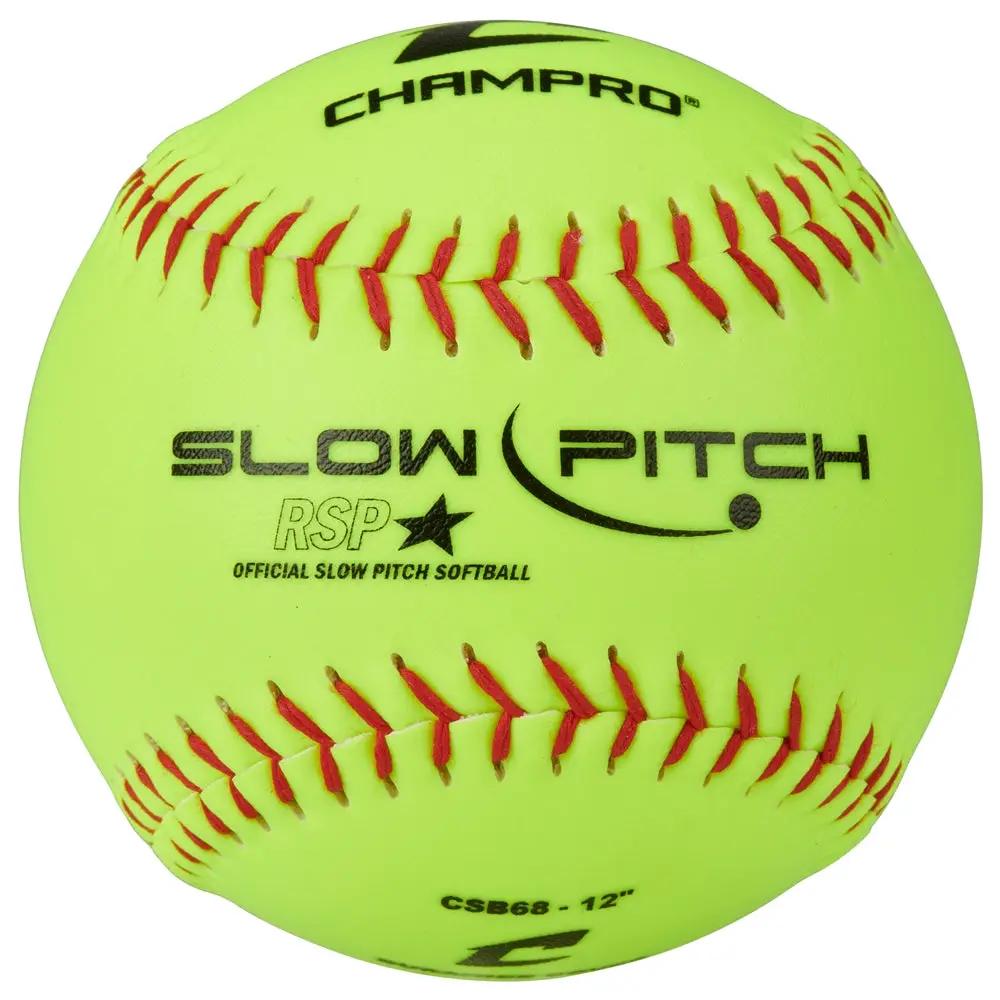 Champro-12-Inch-Slowpitch-Practice-Softball-CSB68-Optic-Yellow-Durahide-Front-View