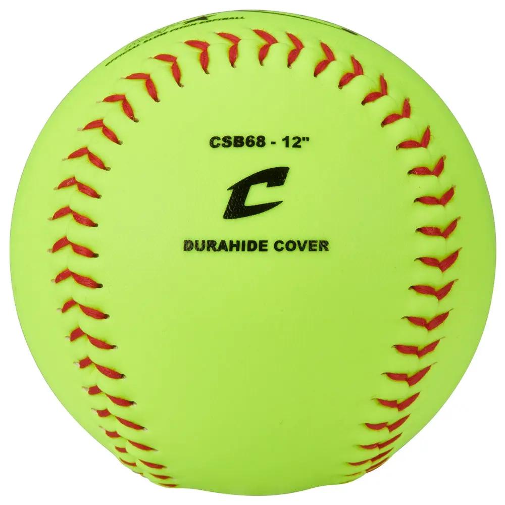 Champro-12-Inch-Slowpitch-Practice-Softball-CSB68-Optic-Yellow-Durahide-Front-View