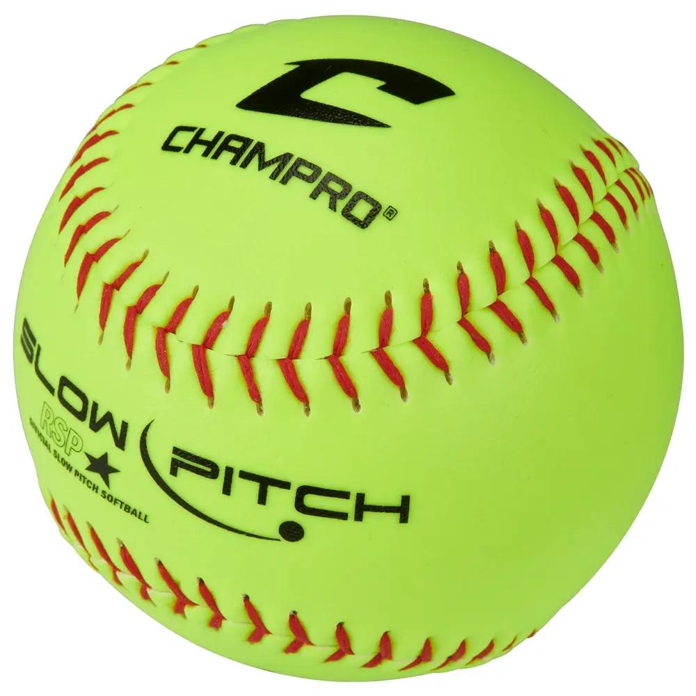 Champro-12-Inch-Slowpitch-Practice-Softball-CSB68-Optic-Yellow-Durahide-Front-View