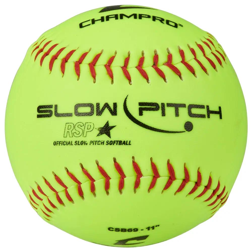 Champro-11-Inch-Slowpitch-Practice-Softball-CSB69-Optic-Yellow-Durahide-Front-View