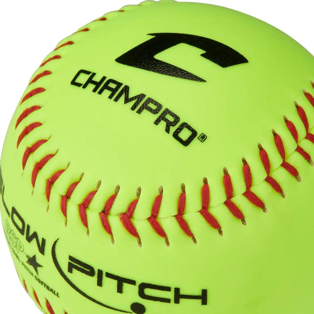 Champro-11-Inch-Slowpitch-Practice-Softball-CSB69-Optic-Yellow-Durahide-Front-View