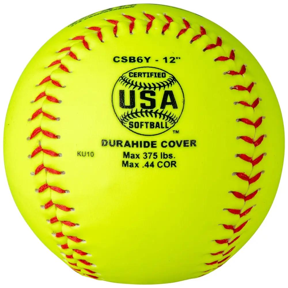 Champro-GSP-44-ASA-12-Inch-Slowpitch-Softball-CSB6Y-Optic-Yellow-Durahide-Front-View