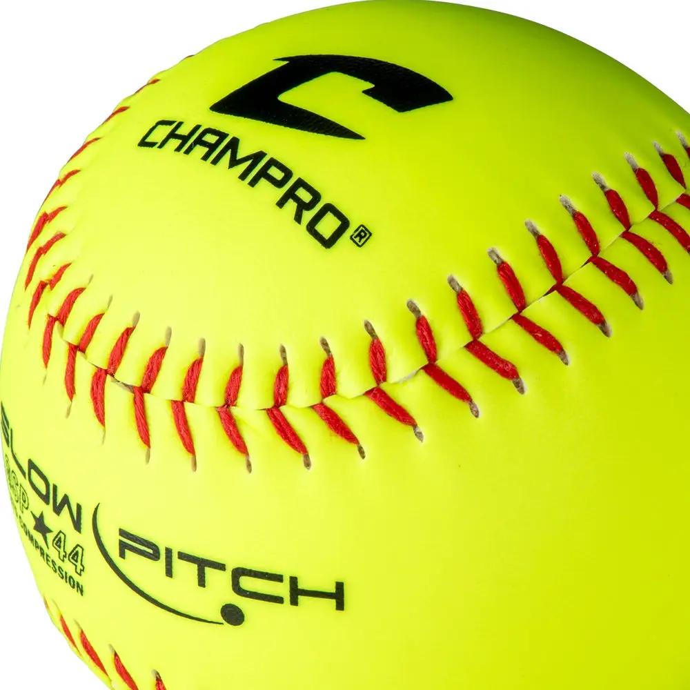 Champro-GSP-44-ASA-12-Inch-Slowpitch-Softball-CSB6Y-Optic-Yellow-Durahide-Front-View
