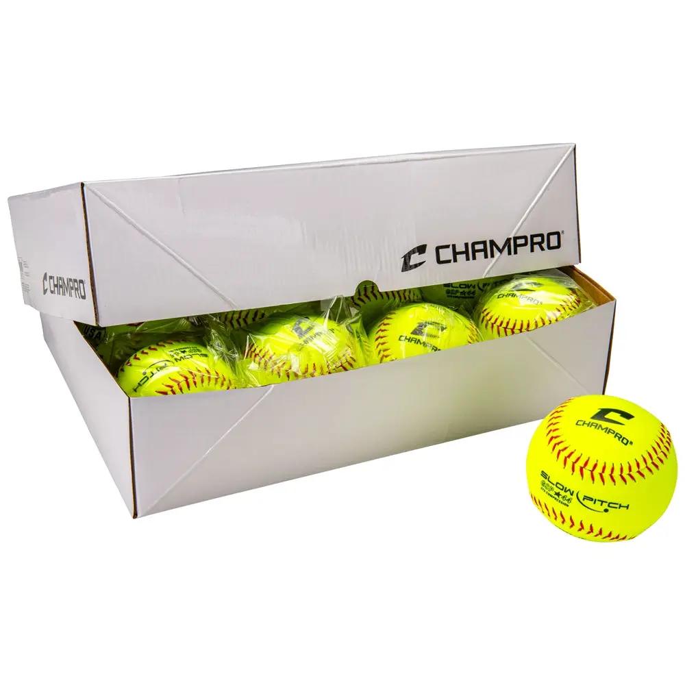 Champro-GSP-44-ASA-12-Inch-Slowpitch-Softball-CSB6Y-Optic-Yellow-Durahide-Front-View