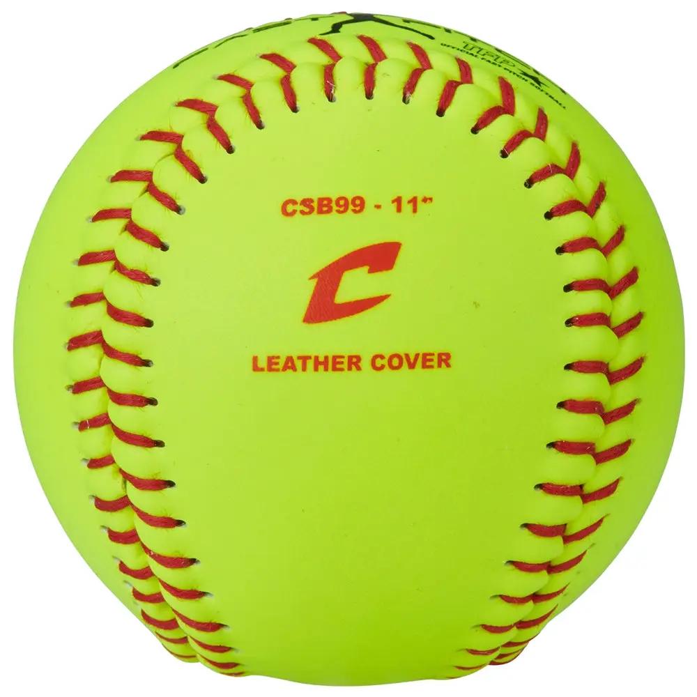 Champro-11-Inch-Fastpitch-Softball-CSB99-Optic-Yellow-Leather-Practice-Front-View