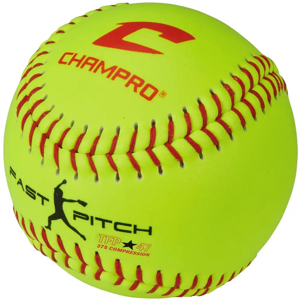 Champro-11-Inch-Fastpitch-Softball-CSB99-Optic-Yellow-Leather-Practice-Front-View