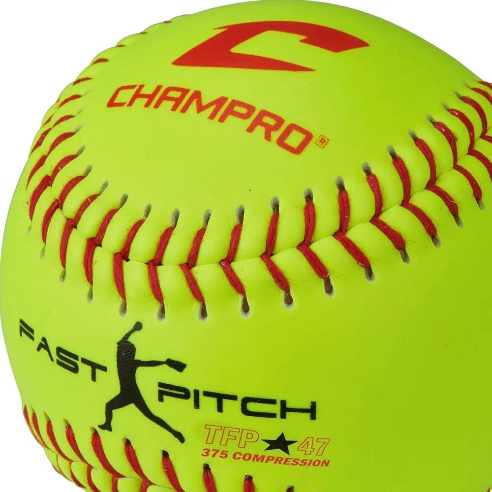 Champro-11-Inch-Fastpitch-Softball-CSB99-Optic-Yellow-Leather-Practice-Front-View