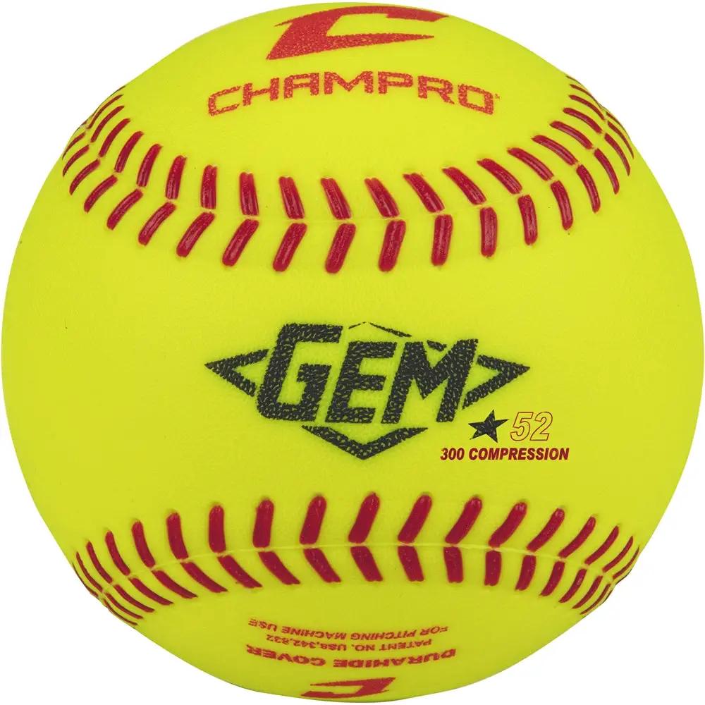Champro-GEM-12-Inch-Softball-CSBGEM-Optic-Yellow-Polyhide-Practice-Front-View