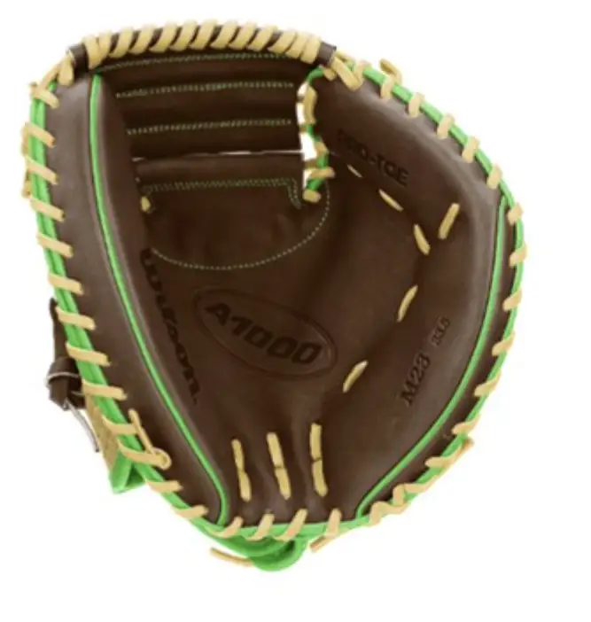wilson-a1000-dubai-wbg25101rt33-brown-blonde-green-33-inch-cm33-baseball-catchers-mitt-palm