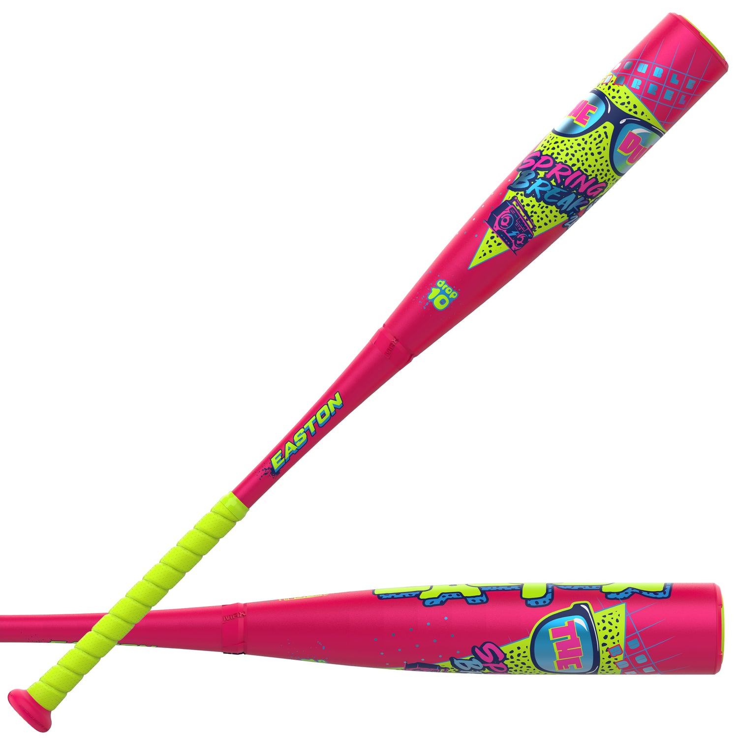 2026-Easton-The-DUB-5-Spring-Break-USSSA-Baseball-Bat-EUT6DSBP5-neon-pink-green-design-dual-view