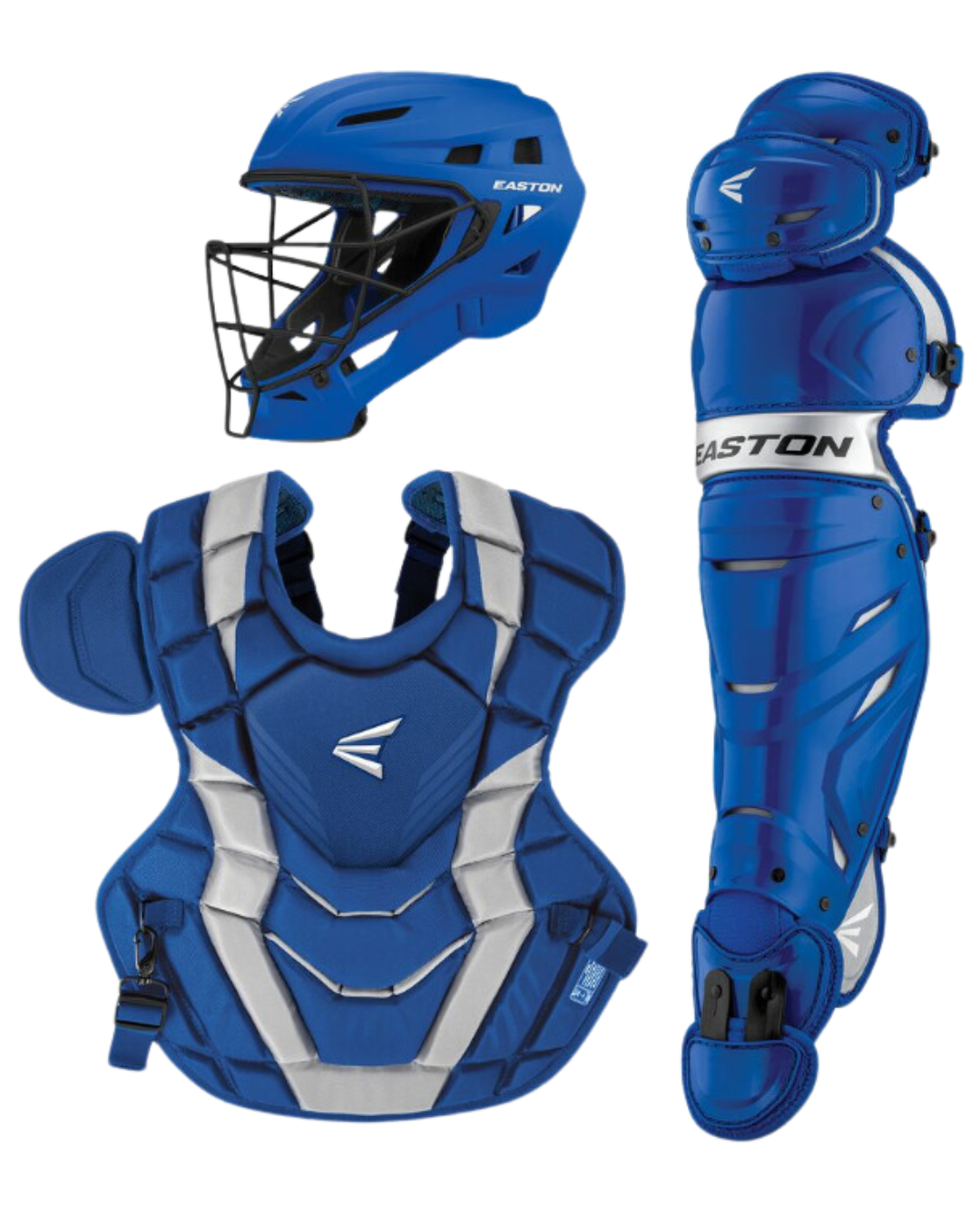Easton-Elite-X-ELXKITI-Intermediate-Catchers-Box-Set-Helmet-Chest-Protector-Leg-Guards-Royal-Front-View