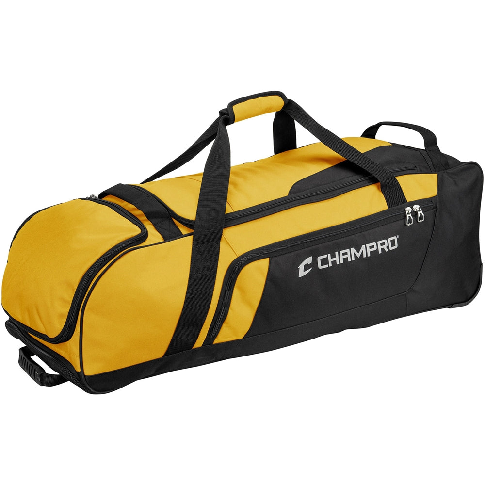 Champro-Boss-Wheeled-Catchers-Roller-Bag-E92-Gold-Front-View