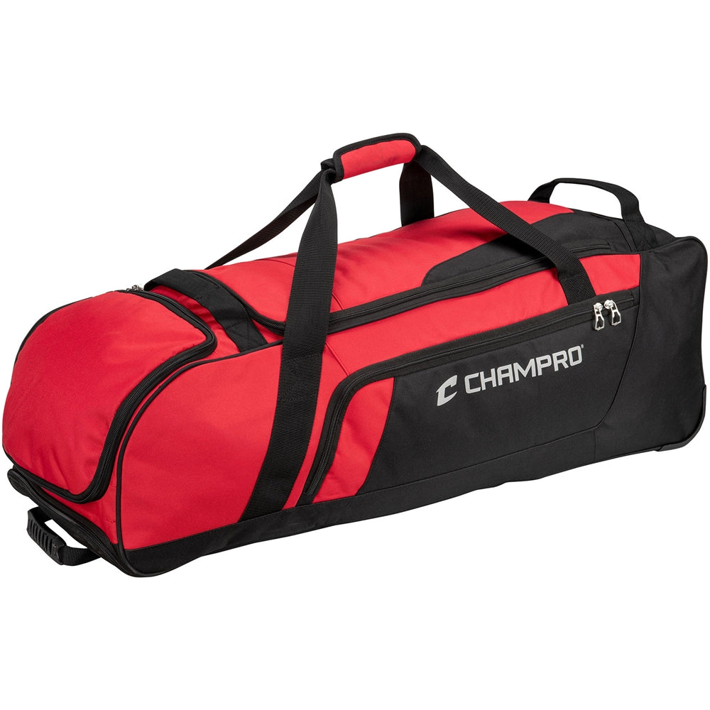 Champro-Boss-Wheeled-Catchers-Roller-Bag-E92-Scarlet-Front-View
