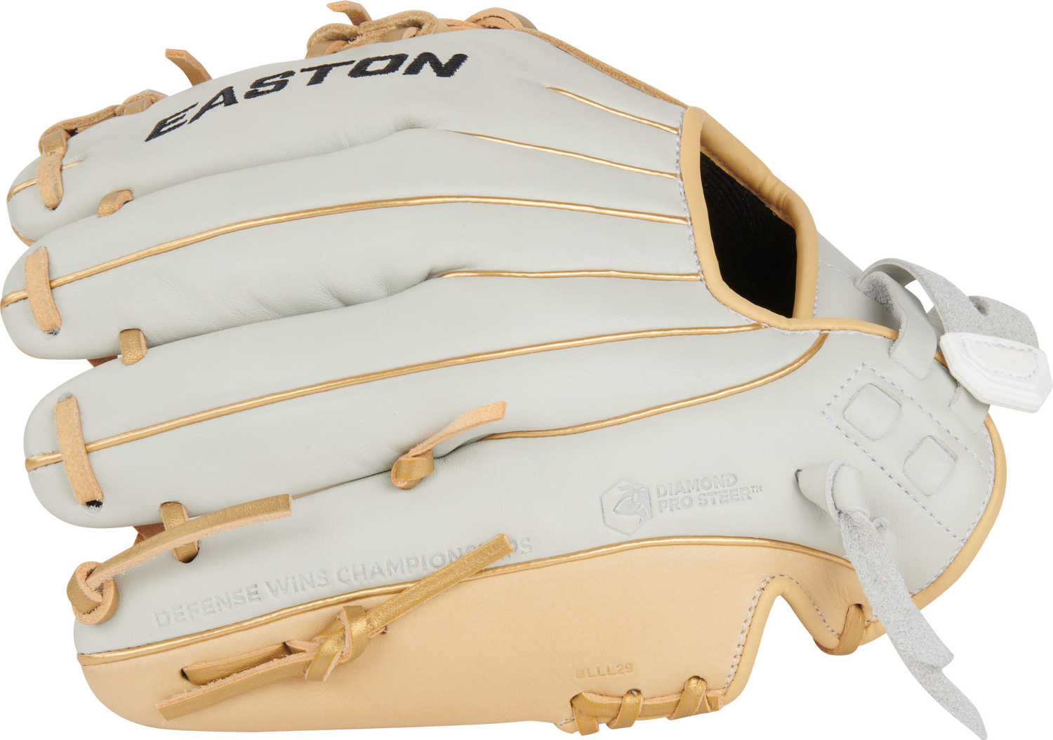 Easton-Elite-Series-EMYWHY-2023-Morgan-Stuart-11-5-Inch-White-Camel-Gold-Pro-I-Web-Fastpitch-Softball-Infield-Glove-Front-Back-View